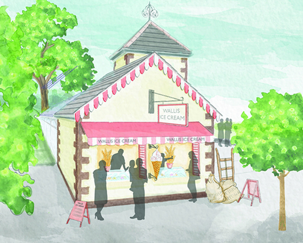 Digital watercolour visualisation ice cream parlour