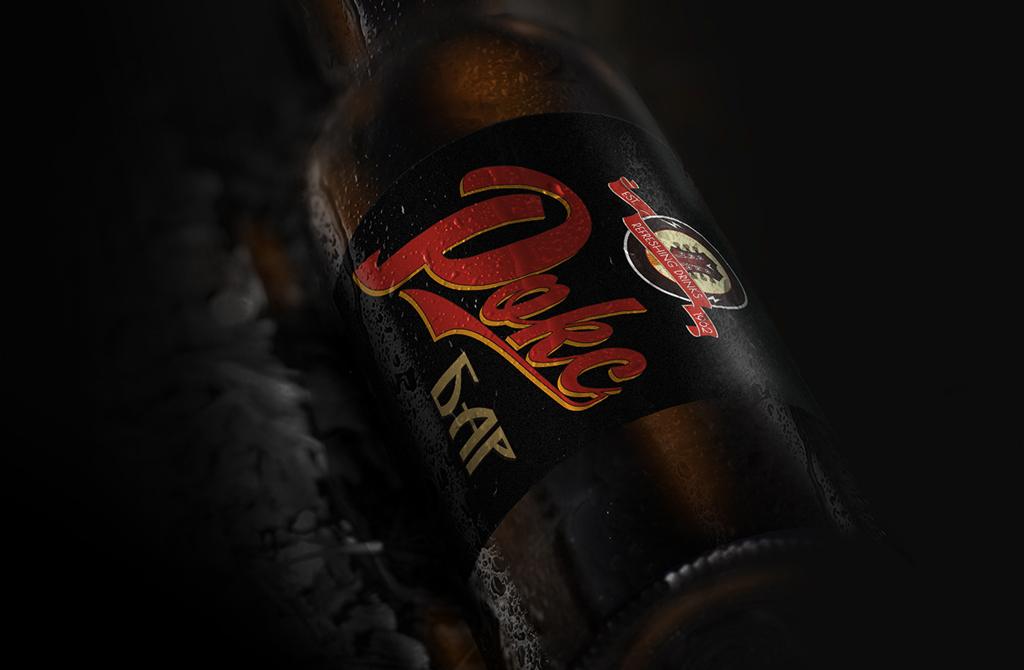 Mountain bar signage mock up on bottle