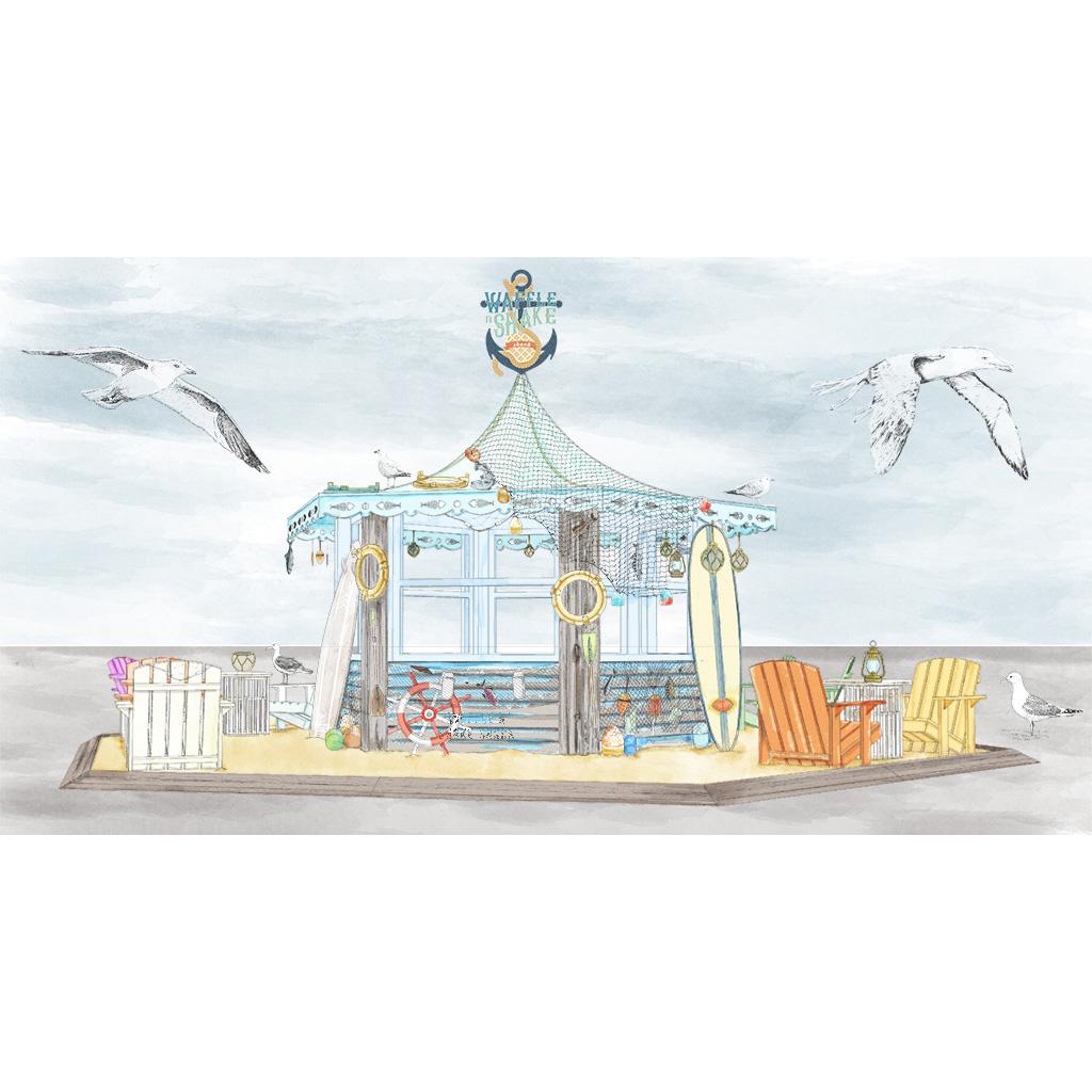 F&B outlet - after, concept design digital water colour